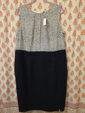 Talbots Black Pencil Dress with White Polka-Dot Bodice